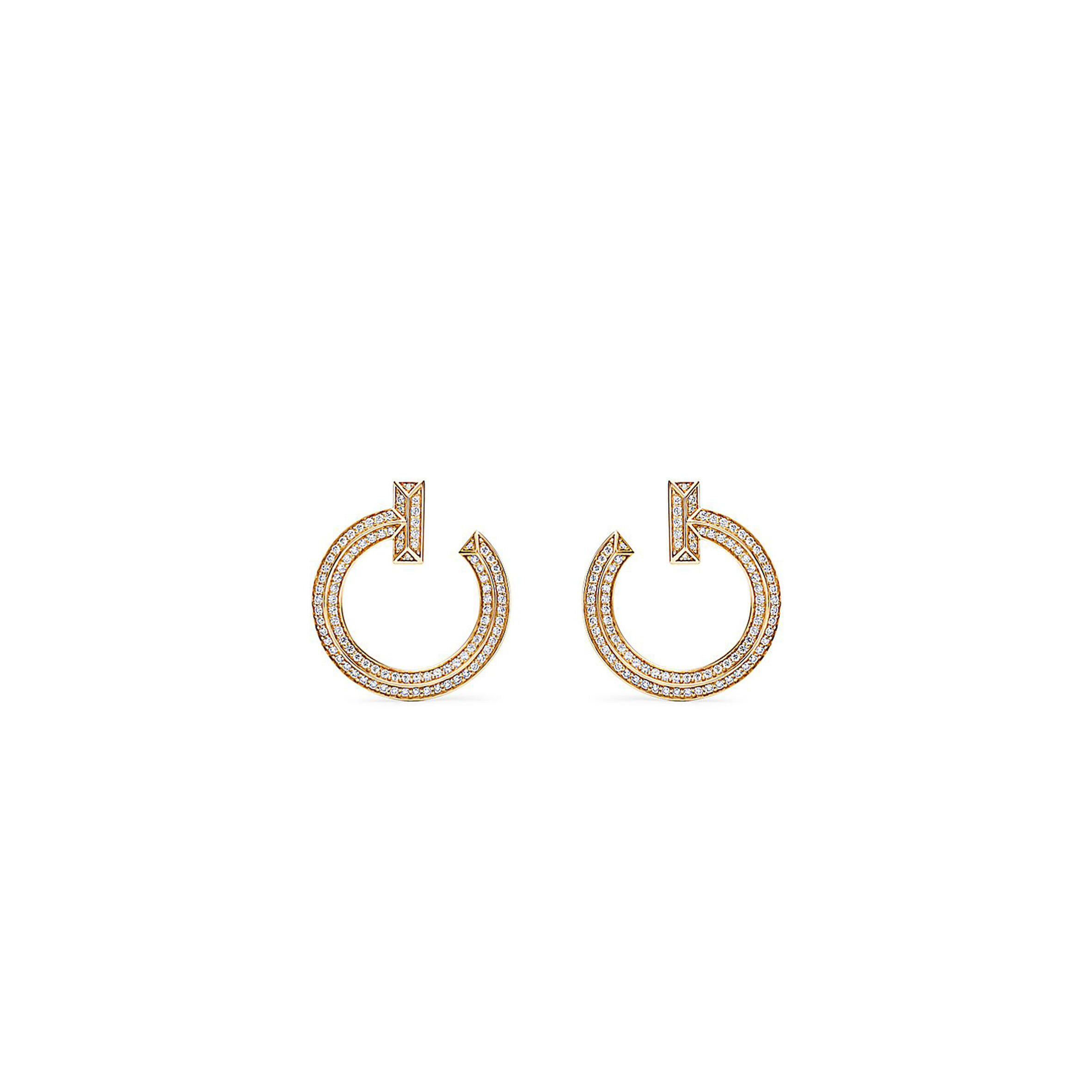 TIFFANY T1 OPEN HOOP EARRINGS IN GOLD WITH DIAMONDS 68408083